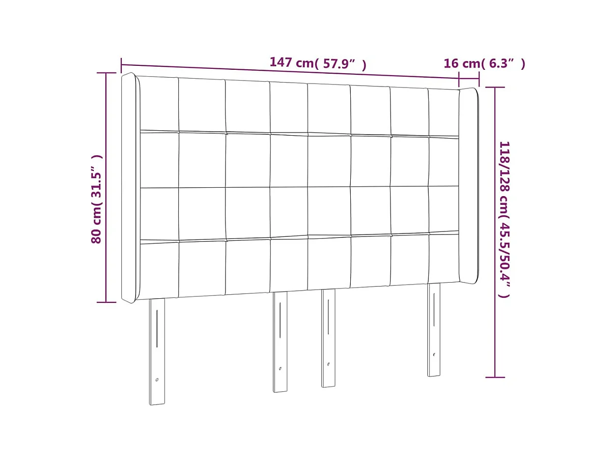 Hoofdbord met vleugels Donkerbruin 147x16x118/128 cm Stof
