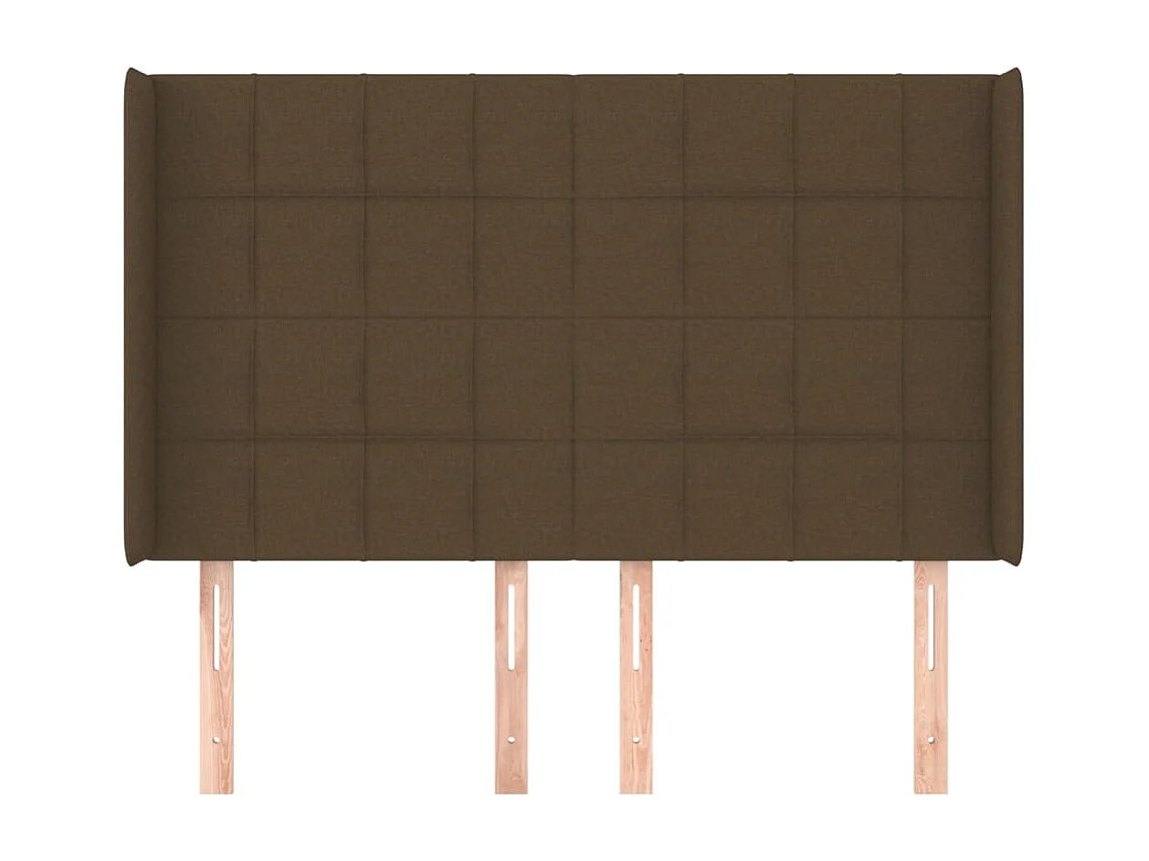 Tête de lit avec oreilles Marron foncé 147x16x118/128 cm Tissu