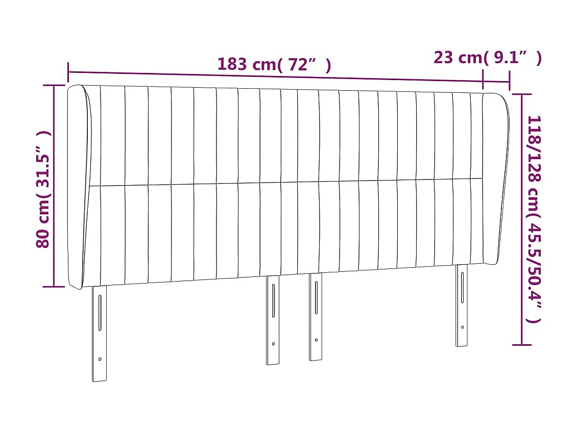 Tête de lit avec oreilles Crème 183x23x118/128 cm Tissu