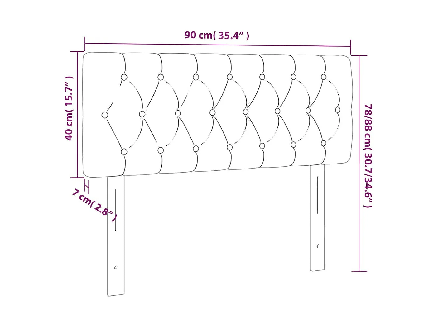 Testiera tortora 90x7x78/88 cm Tessuto