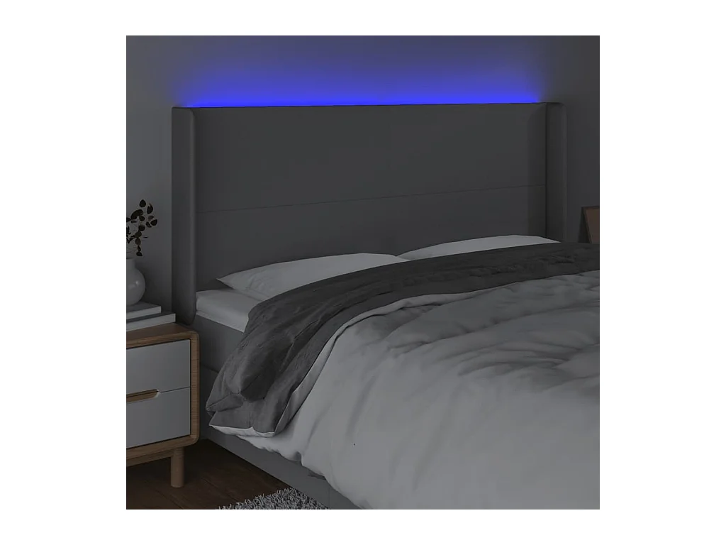 Tête de lit à LED Gris clair 163x16x118/128 cm Tissu