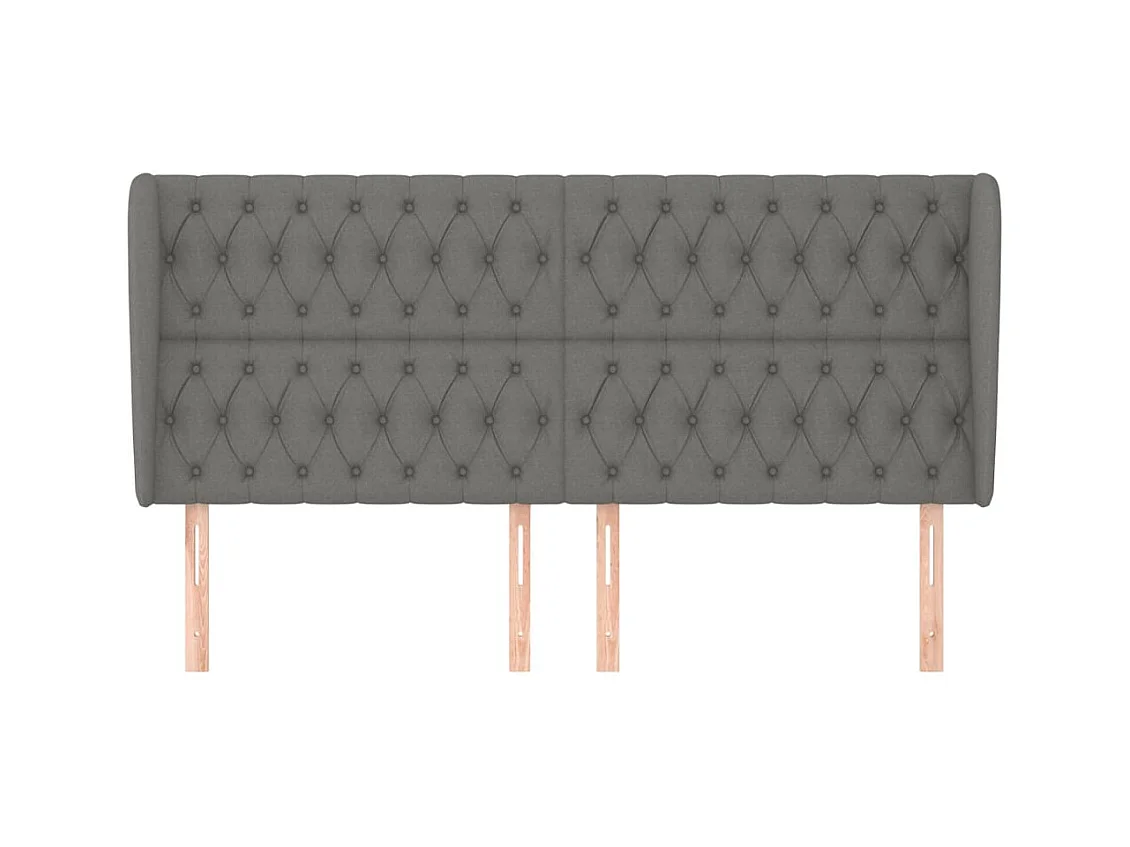 Hoofdbord met vleugels Donkergrijs 183x23x118/128 cm Stof