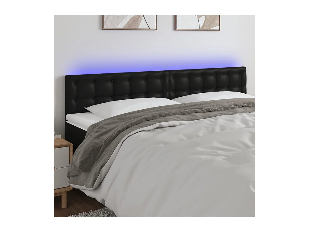 LED hoofdbord Zwart 180x5x78/88 cm Kunstleer