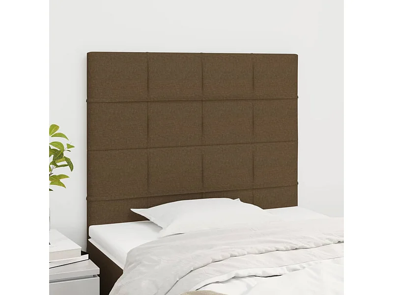 Têtes de lit 2 pcs Marron Foncé 100x5x78/88 cm Tissu