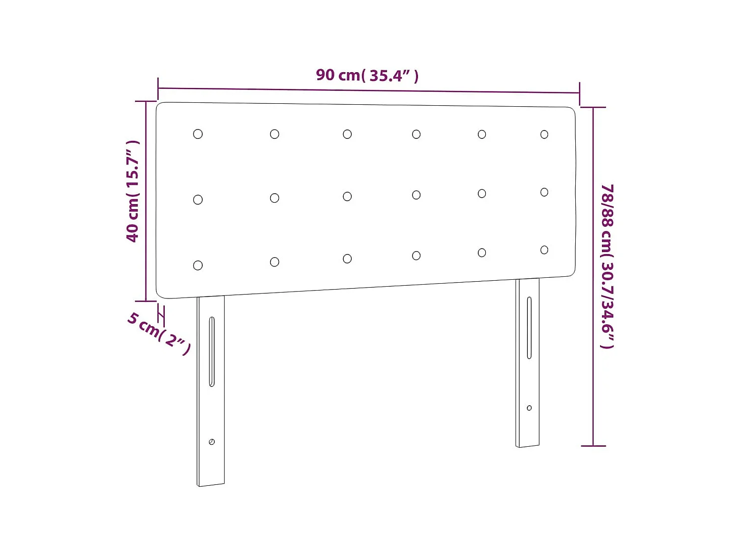 Taupe hoofdbord 90x5x78/88 cm Stof