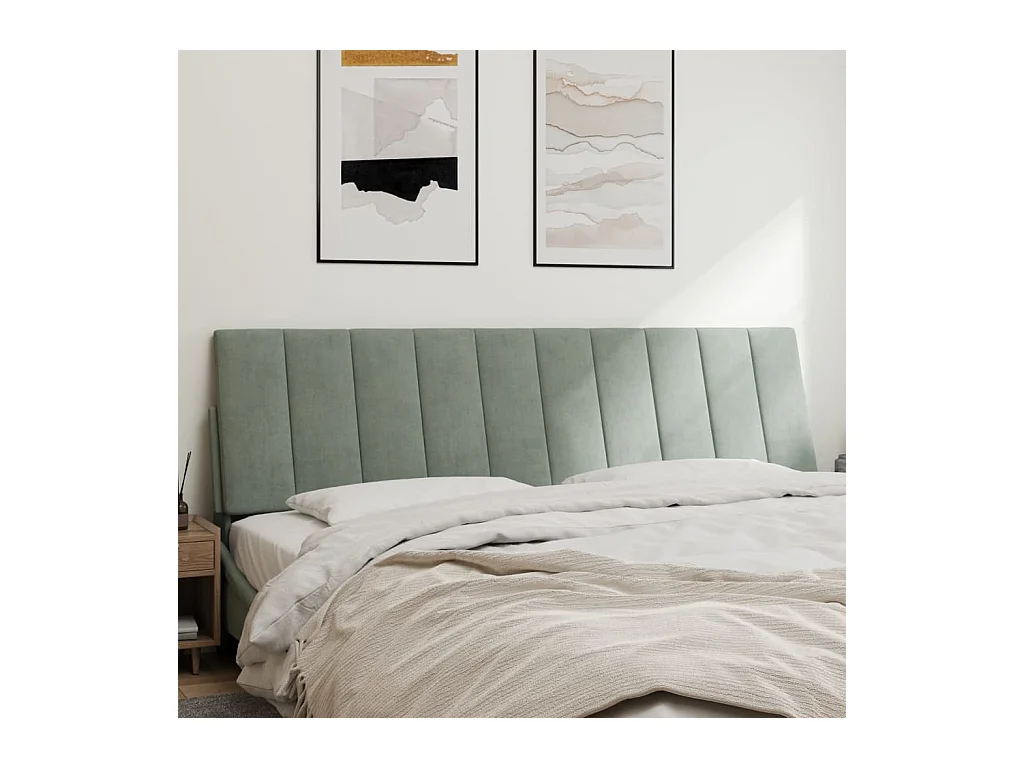 Lichtgrijs hoofdbordkussen 180 cm fluweel