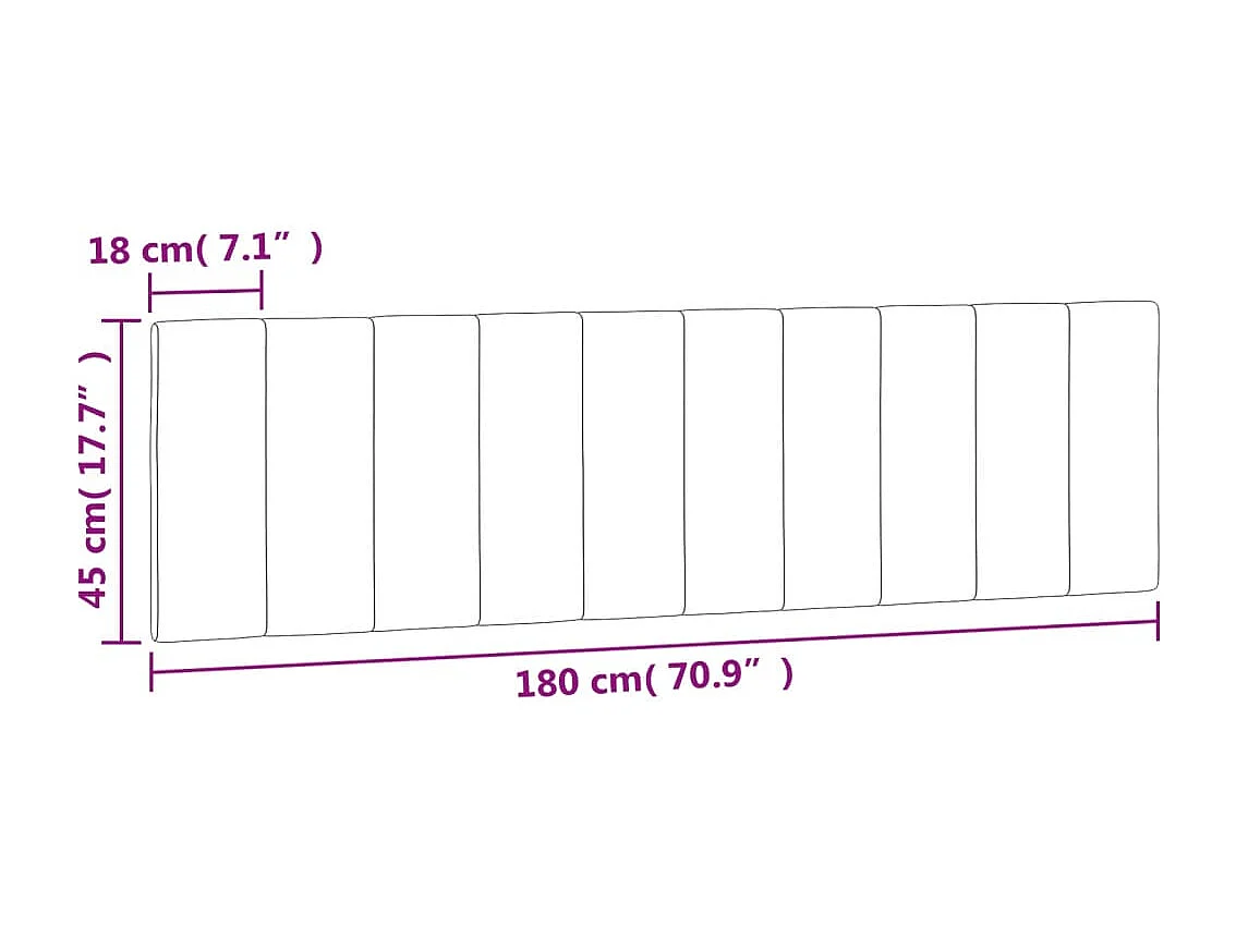 Lichtgrijs hoofdbordkussen 180 cm fluweel