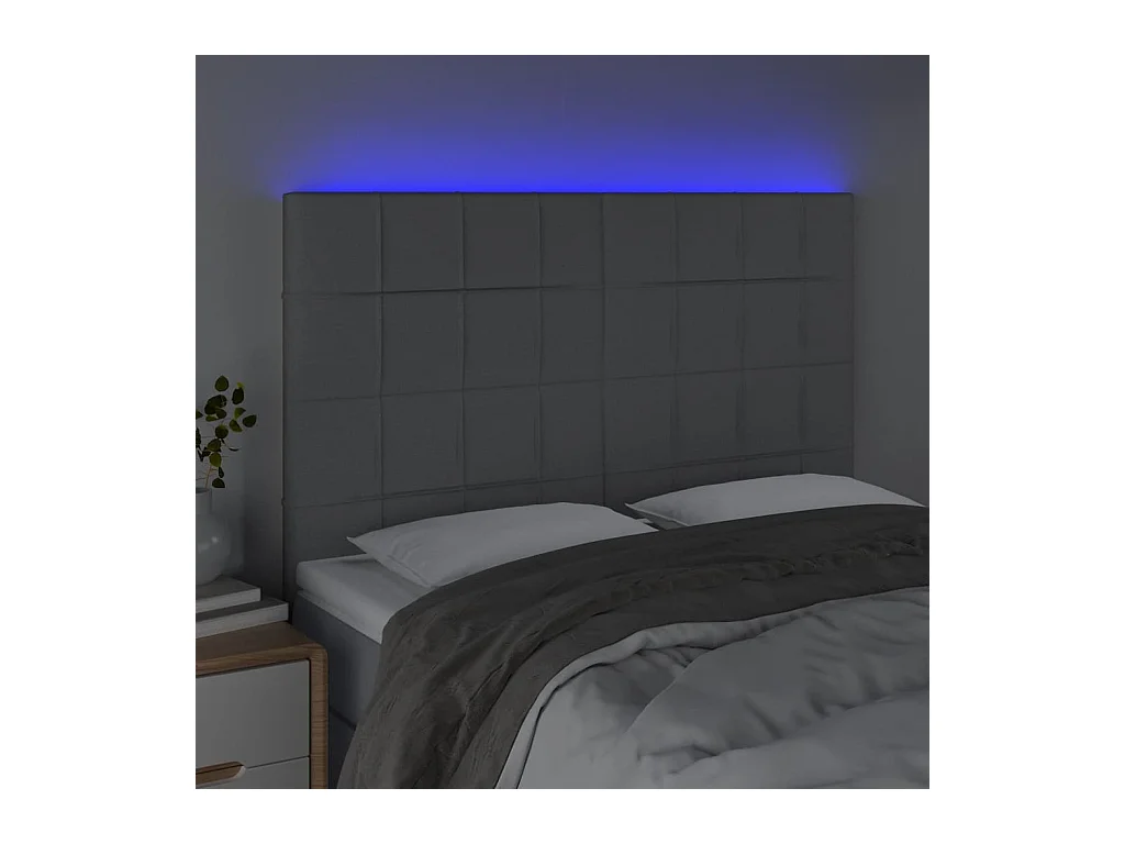 Testiera LED Grigio chiaro 144x5x118/128 cm Tessuto