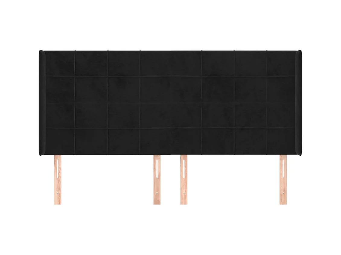 Hoofdbord met vleugels Zwart 183x16x118/128 cm Fluweel