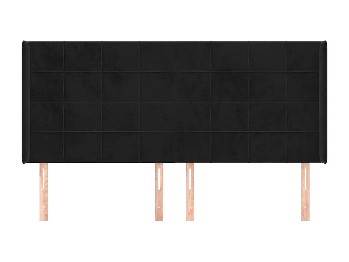 Tête de lit avec oreilles Noir 183x16x118/128 cm Velours