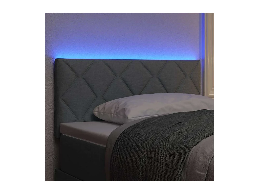 Testiera con luci LED Tessuto grigio chiaro 90 cm