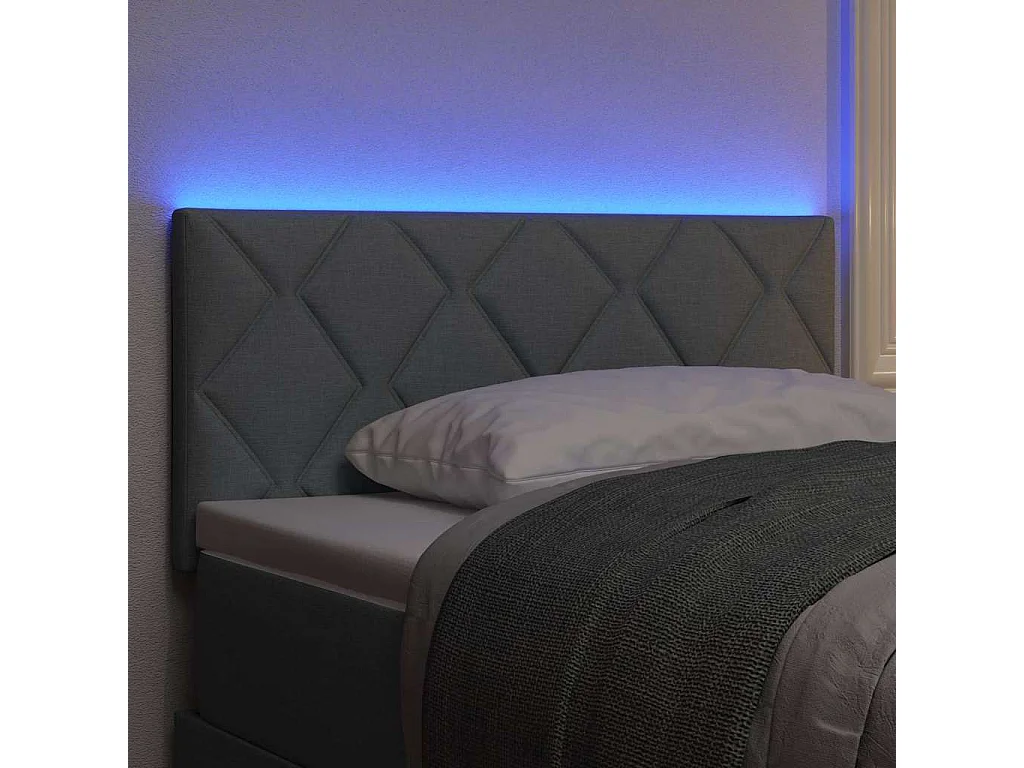Tête de lit avec des lumières à LED Gris clair 90 cm tissu