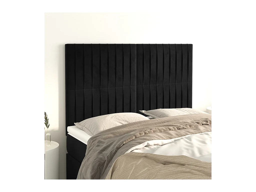 Têtes de lit 4 pcs Noir 72x5x78/88 cm Velours