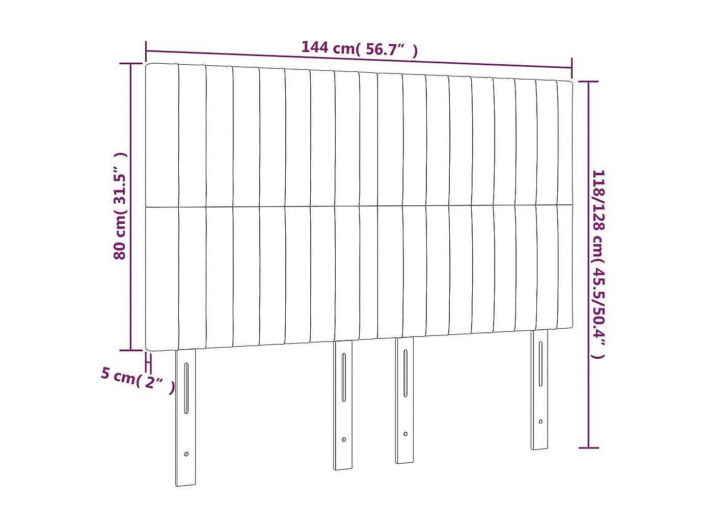 Têtes de lit 4 pcs Noir 72x5x78/88 cm Velours