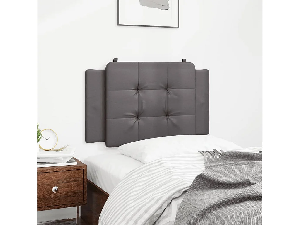 Grijs hoofdbordkussen 90 cm kunstleer