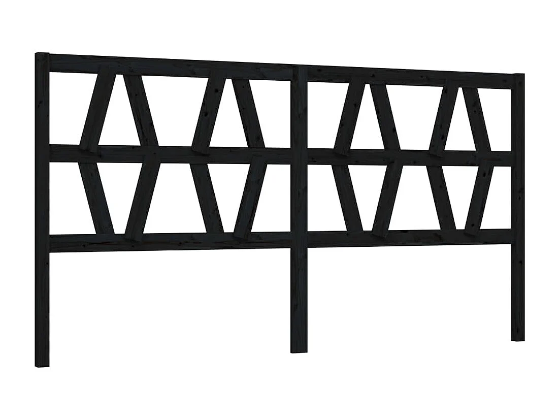 Zwart hoofdbord 206x4x100 cm Massief grenenhout
