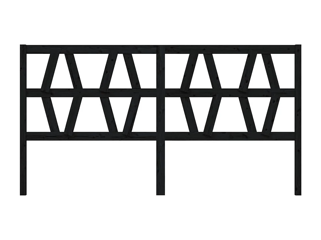 Zwart hoofdbord 206x4x100 cm Massief grenenhout