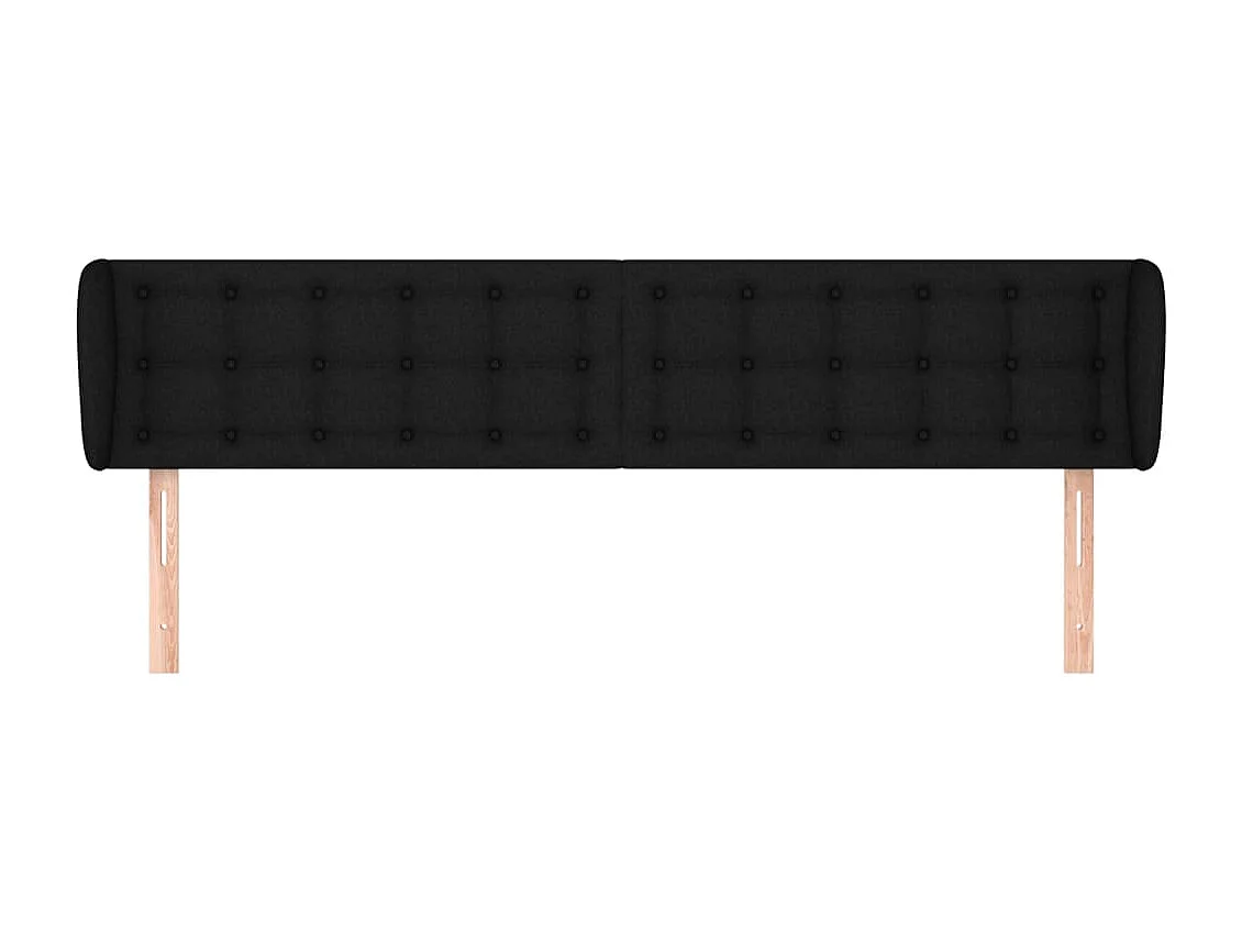 Tête de lit avec oreilles Noir 203x23x78/88 cm Tissu