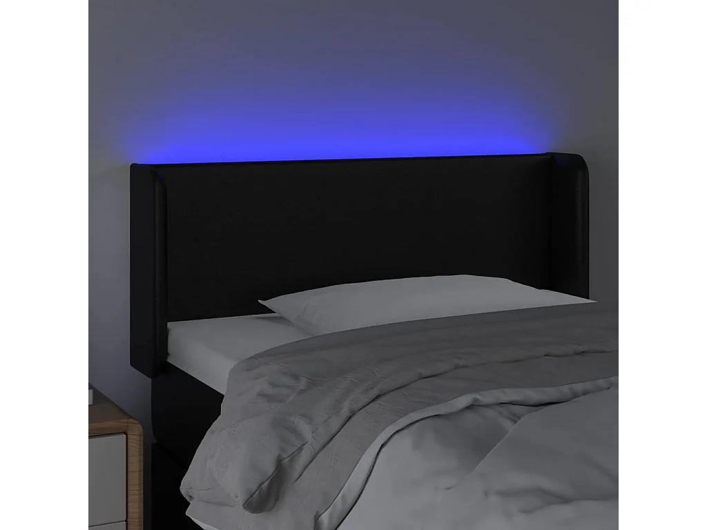 Testiera LED Nera 93x16x78/88 cm Similpelle