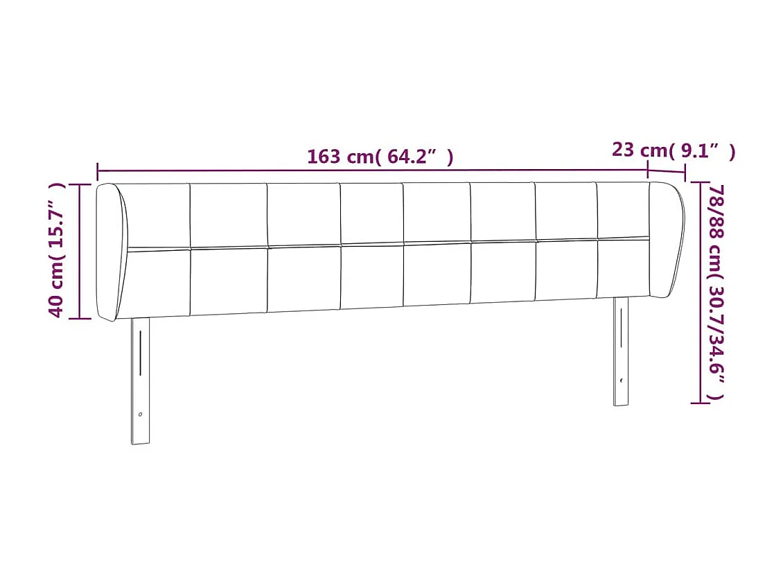 Hoofdbord met vleugels Zwart 163x23x78/88 cm Fluweel