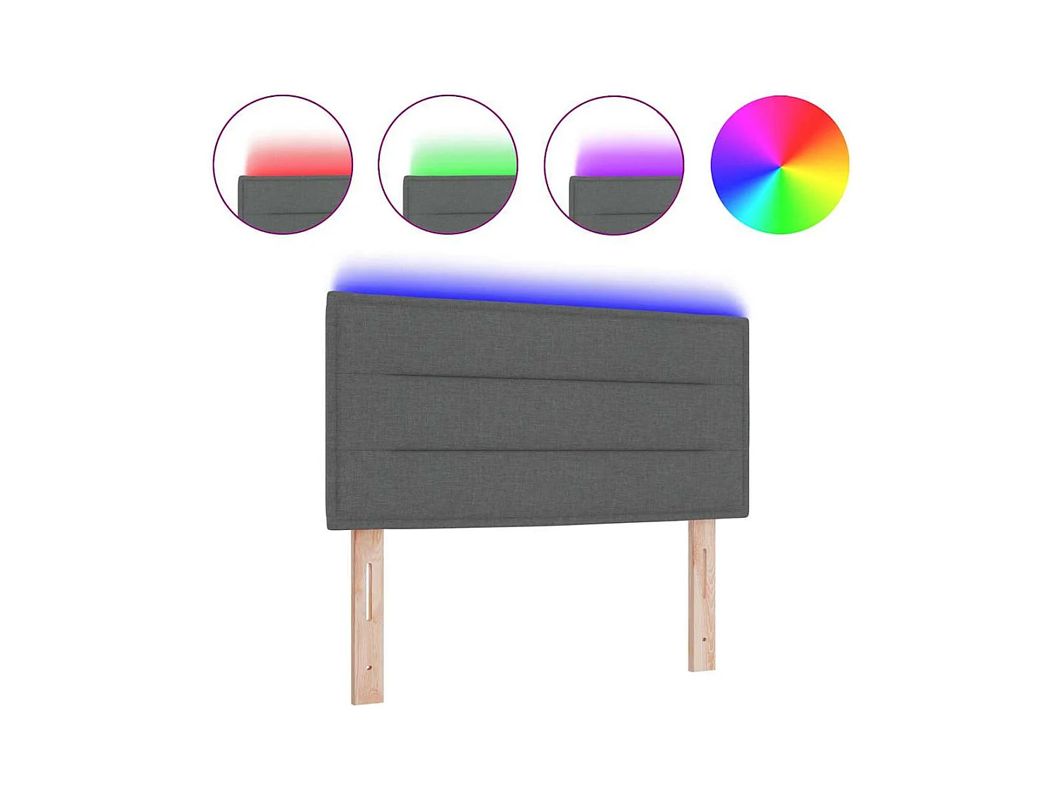 LED hoofdbord met LED verlichting Donkergrijs 90 cm stof