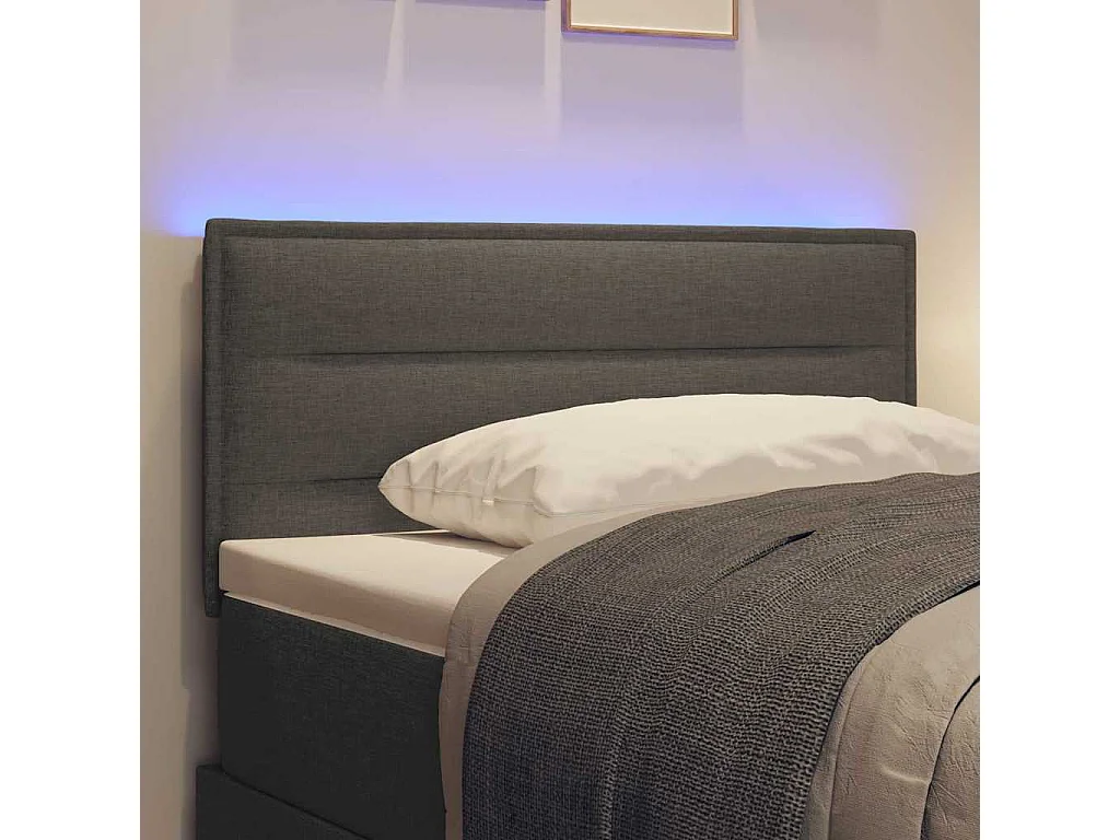 Tête de lit LED avec des lumières à LED Gris foncé 90 cm tissu
