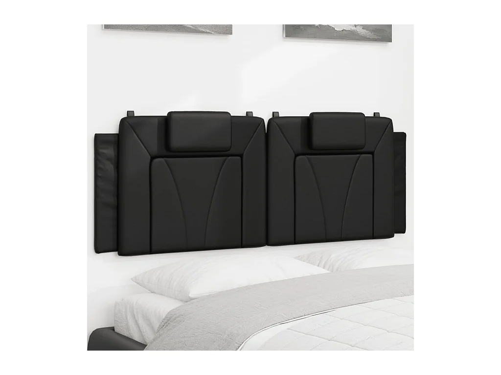 Schwarzes Kopfteilkissen 120 cm Kunstleder