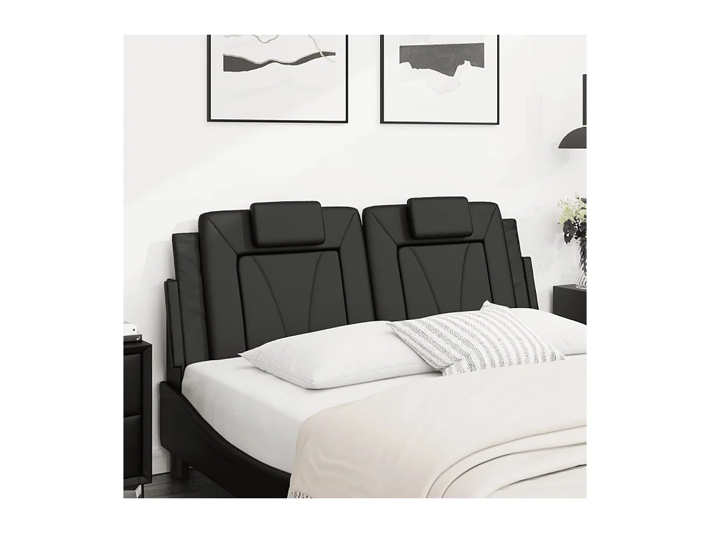 Schwarzes Kopfteilkissen 120 cm Kunstleder