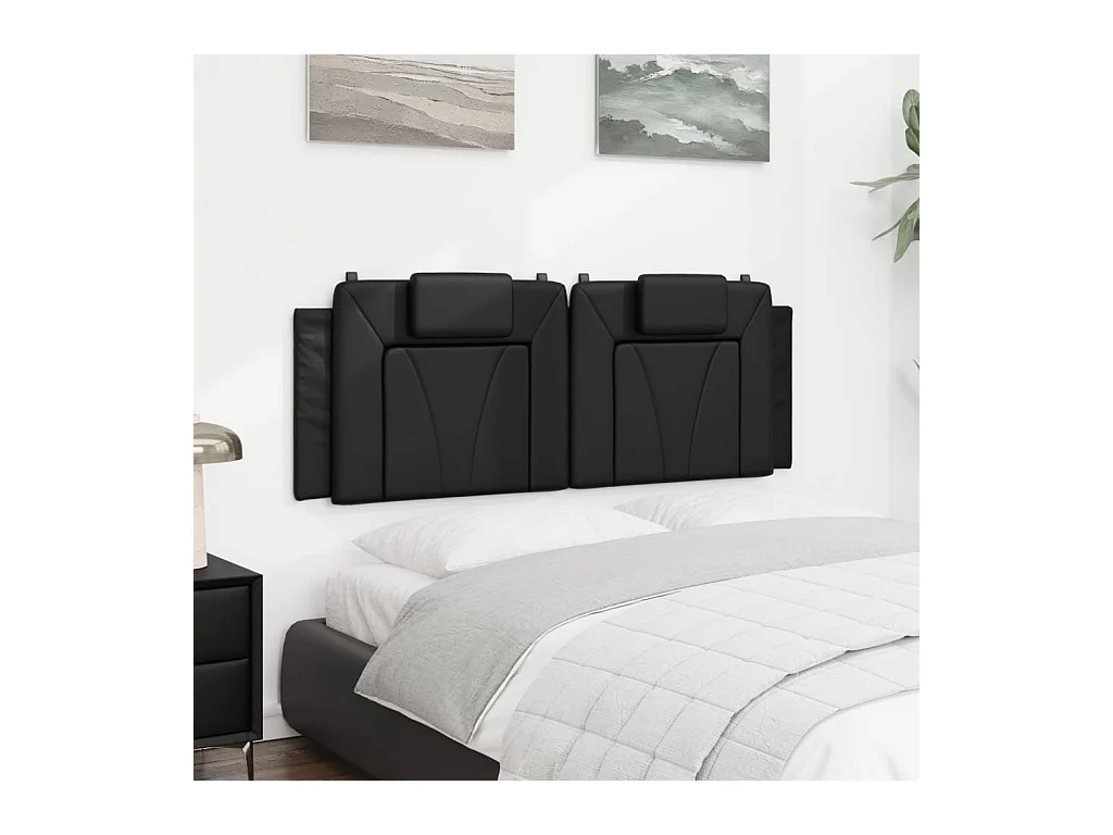 Schwarzes Kopfteilkissen 120 cm Kunstleder