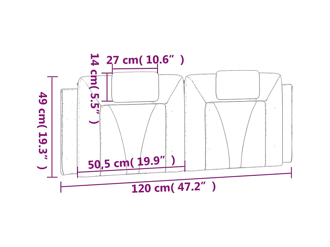 Schwarzes Kopfteilkissen 120 cm Kunstleder