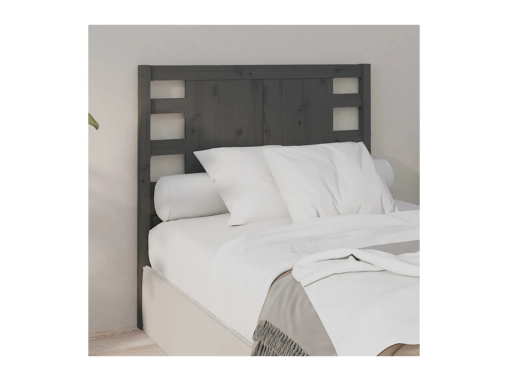 Grijs hoofdbord 96x4x100 cm Massief grenenhout