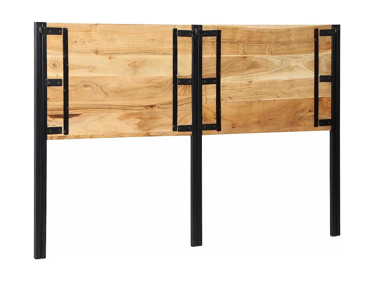 Tête de lit 160 cm bois massif d'acacia et fer