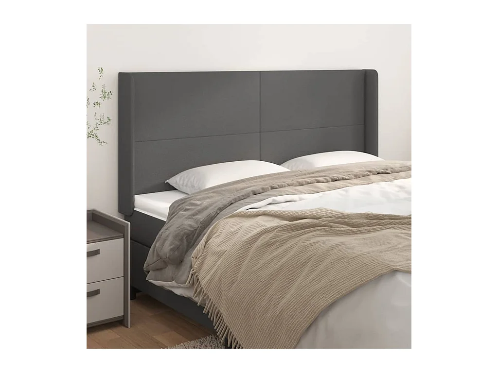 Kopfteil mit Flügeln Grau 163x16x118/128 cm Kunstleder