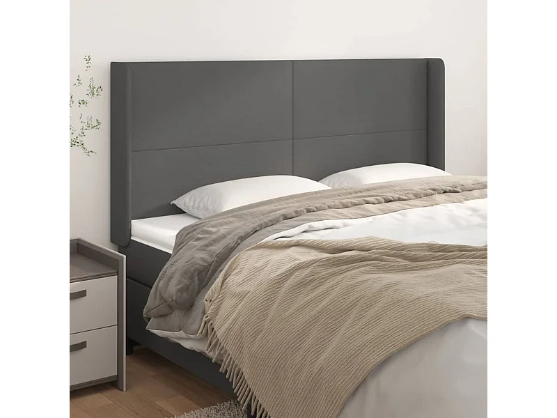 Tête de lit avec oreilles Gris 163x16x118/128 cm Similicuir