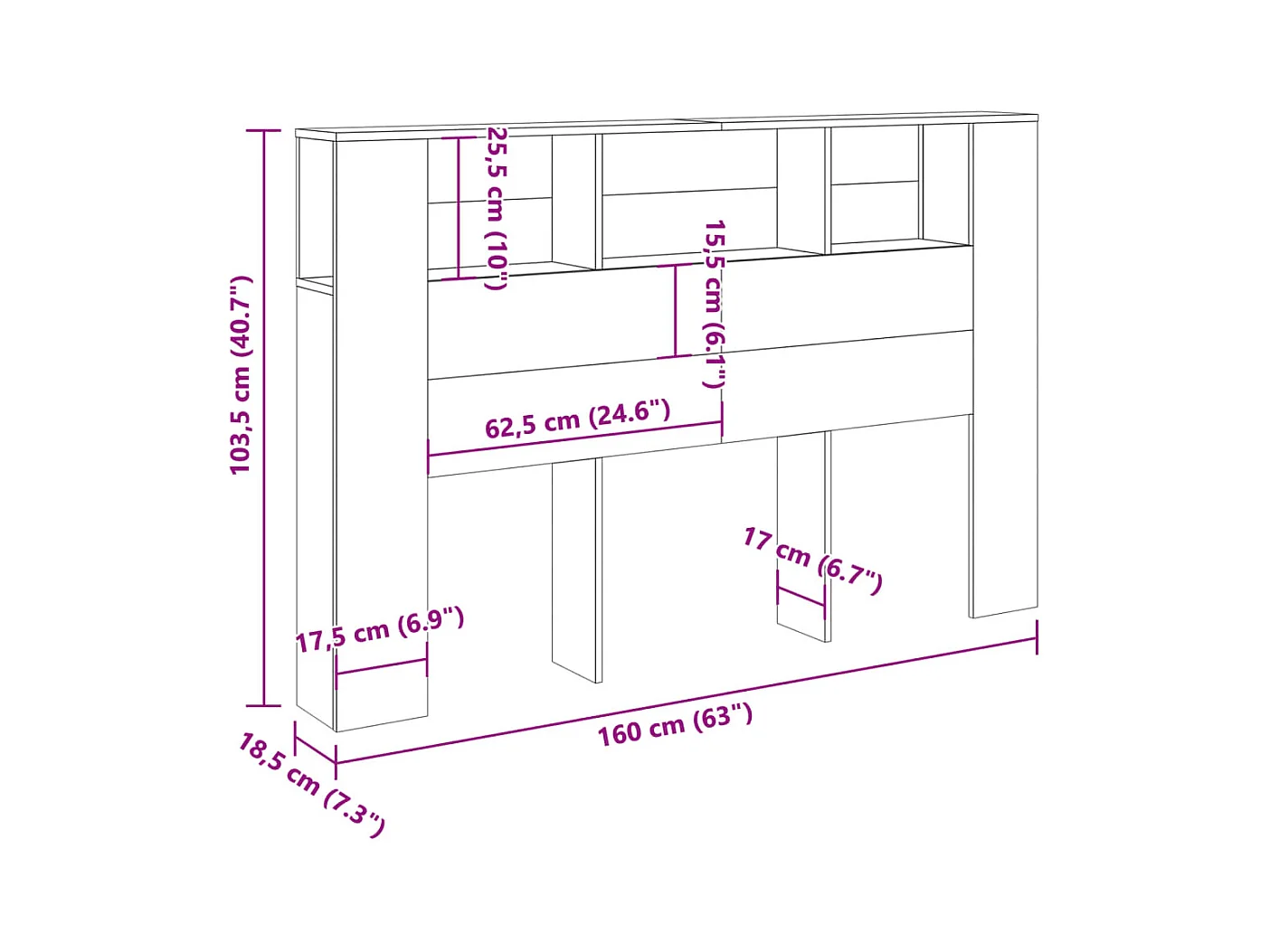 Cabecero de cama de madera antigua 160x18,5x103,5 cm