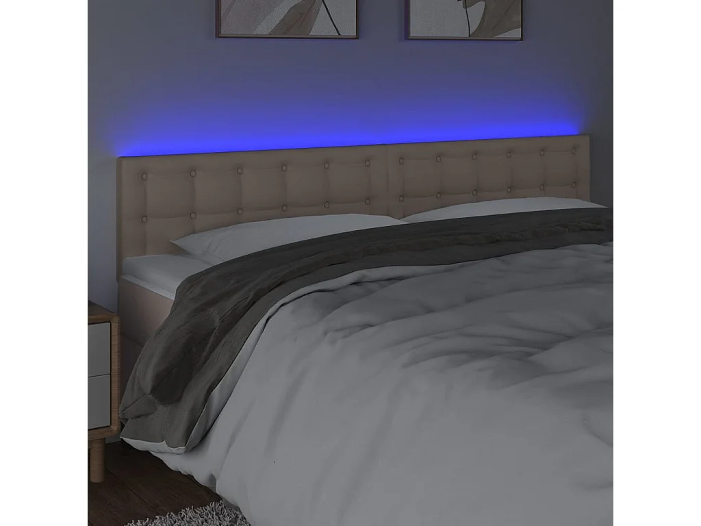 Testiera LED Cappuccino 180x5x78/88 cm Ecopelle