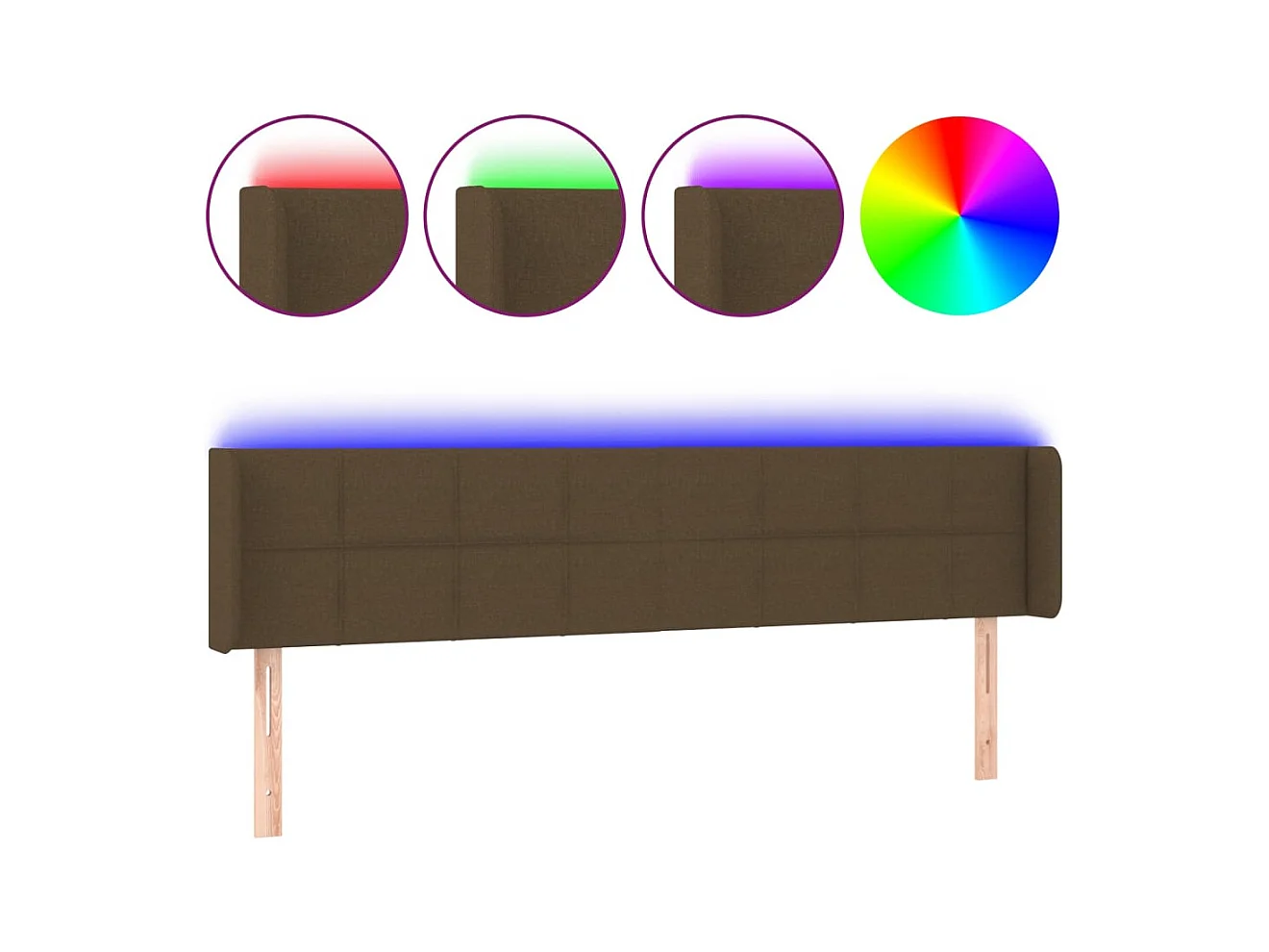 Cabecero LED Marrón Oscuro 163x16x78/88 cm Tela