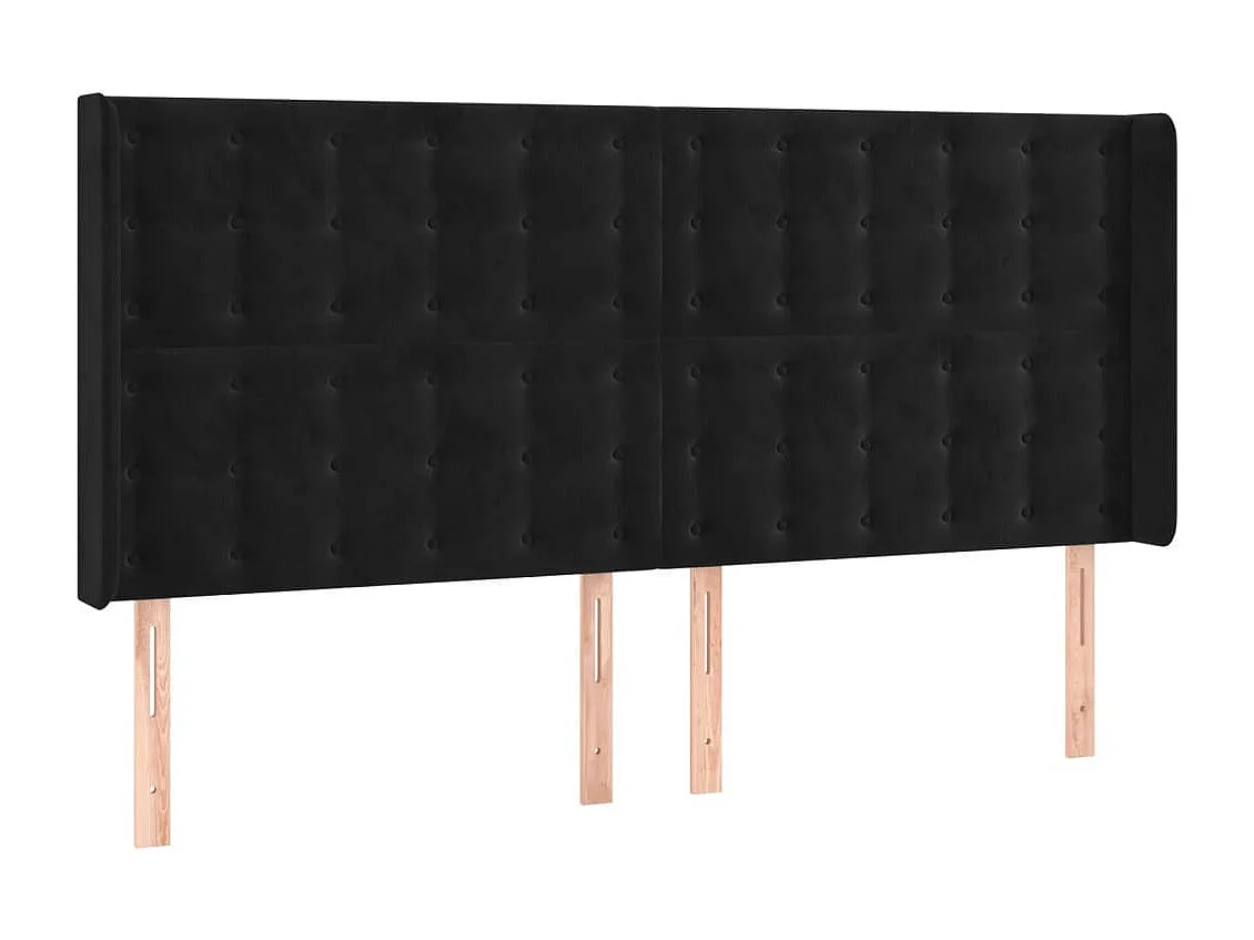 Tête de lit avec oreilles Noir 183x16x118/128 cm Velours