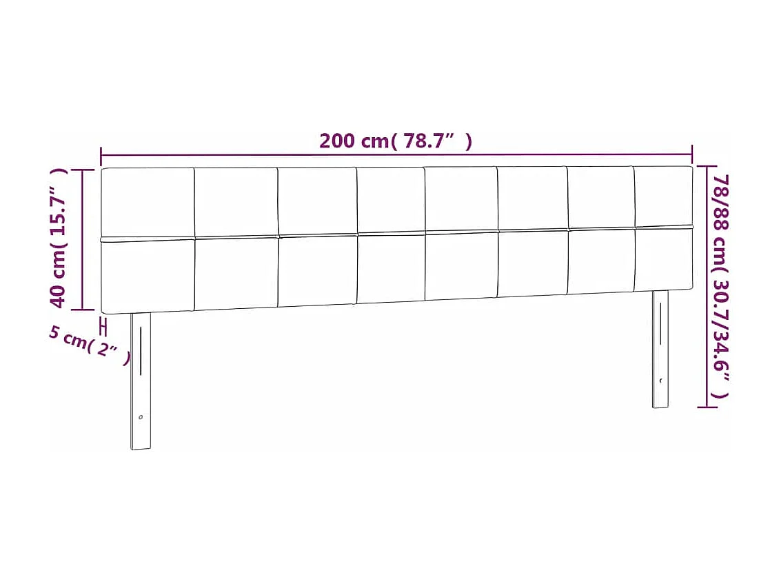Têtes de lit 2 pcs Gris foncé 100x5x78/88 cm Velours