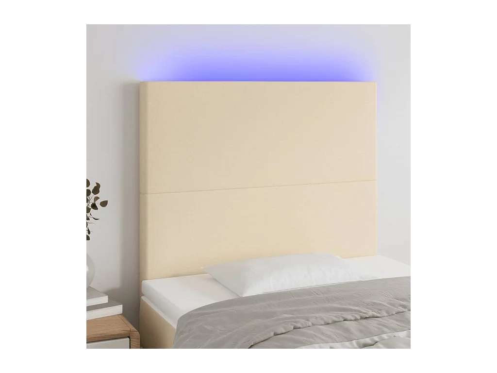 Tête de lit à LED Crème 90x5x118/128 cm Tissu