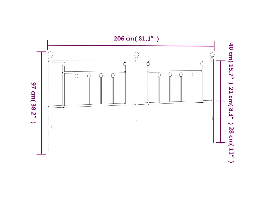 Cabecero de metal blanco 200 cm