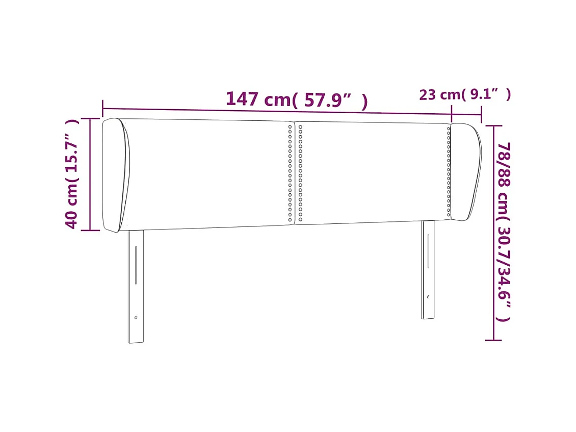 Tête de lit avec oreilles Gris foncé 147x23x78/88 cm Velours