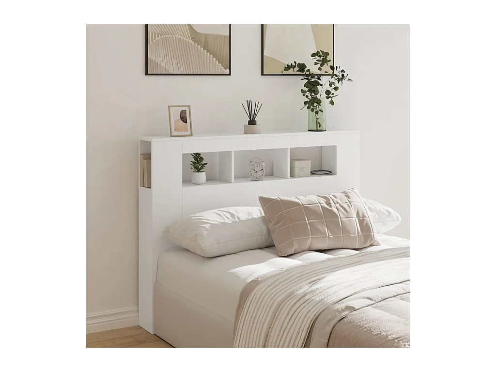 Cabecero LED blanco 140x18,5x103,5 cm madera de ingeniería