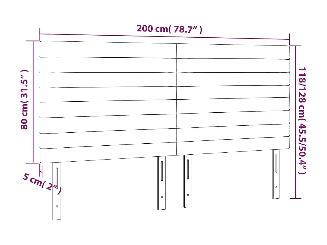 Têtes de lit 4 pcs Noir 100x5x78/88 cm Tissu