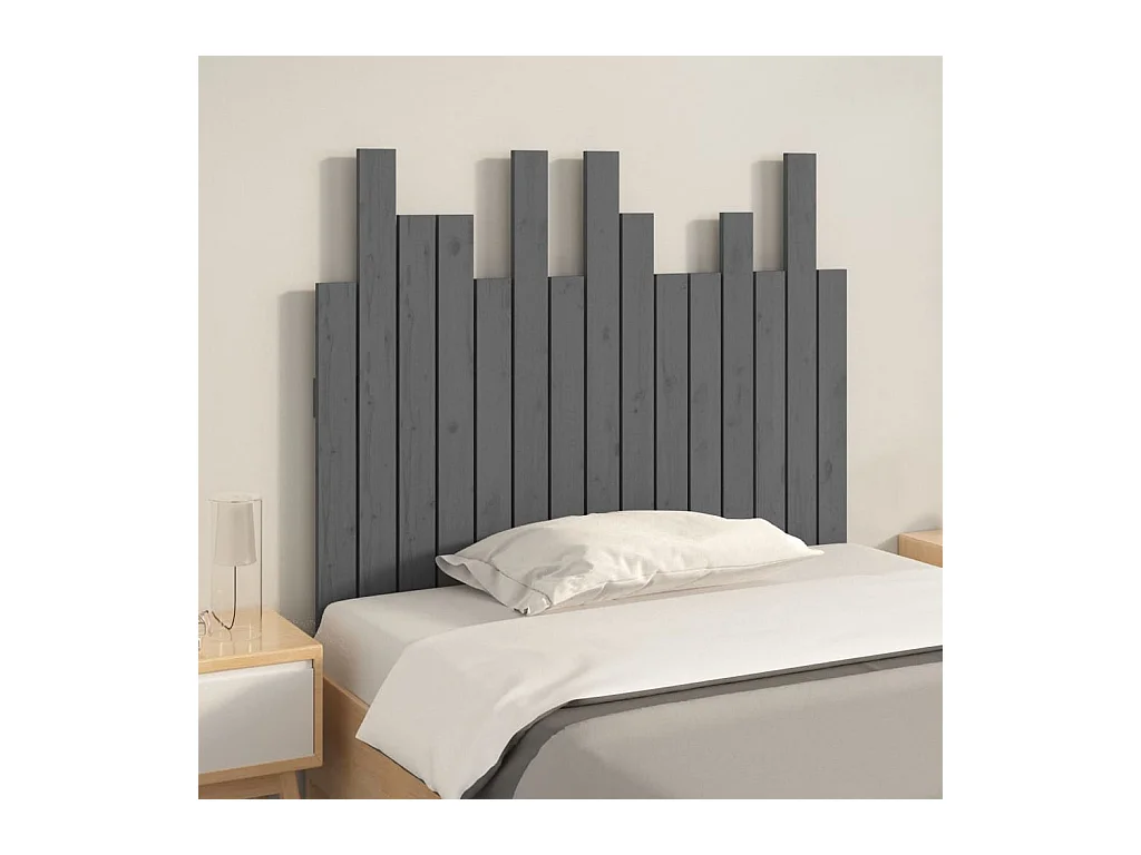 Cabecero de pared Gris 95,5x3x80 cm Madera maciza de pino