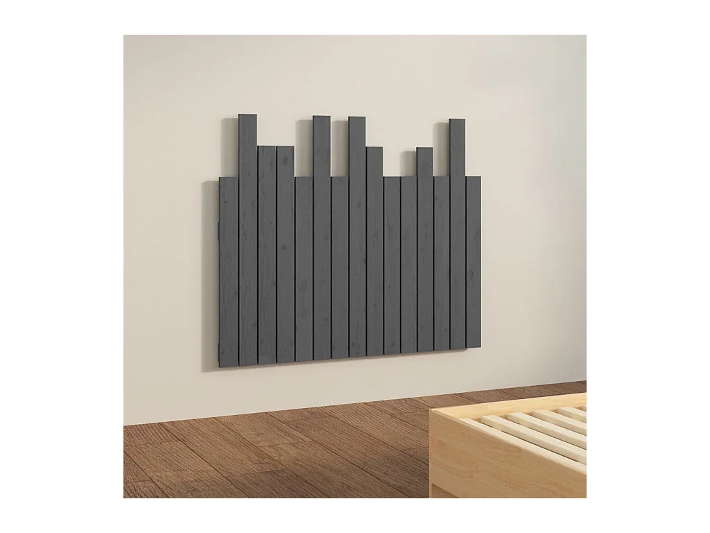 Cabecero de pared Gris 95,5x3x80 cm Madera maciza de pino