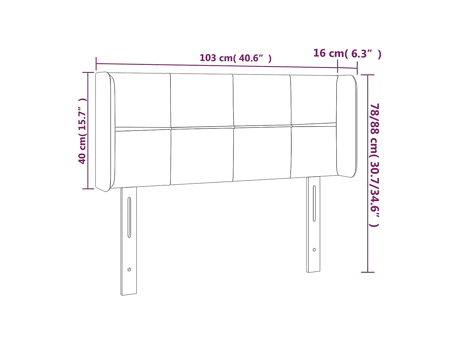 Tête de lit à LED Marron foncé 103x16x78/88 cm Tissu
