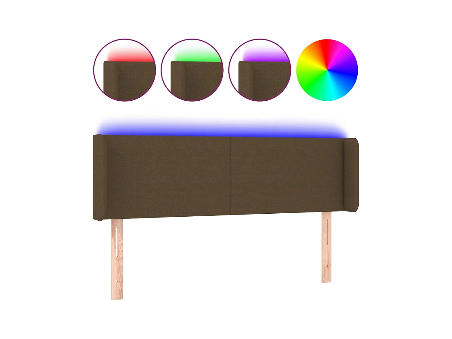 Cabecero LED Marrón Oscuro 147x16x78/88 cm Tela