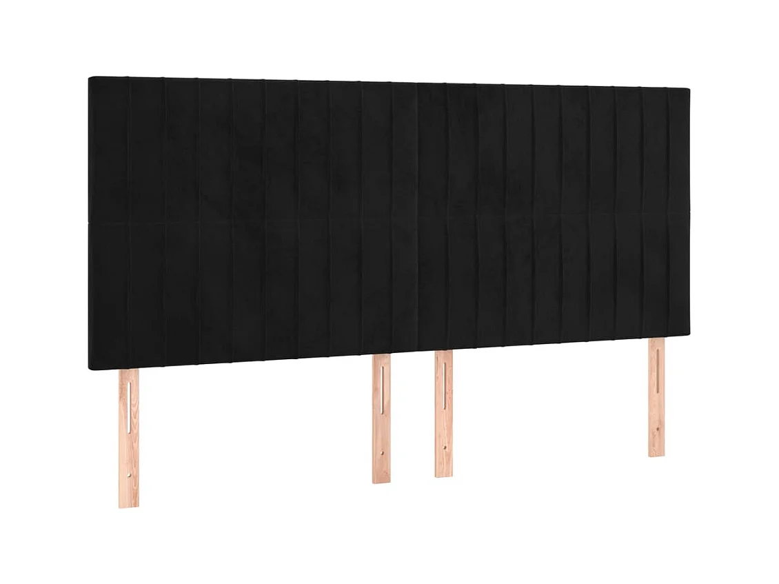 Tête de lit à LED Noir 200x5x118/128 cm Velours