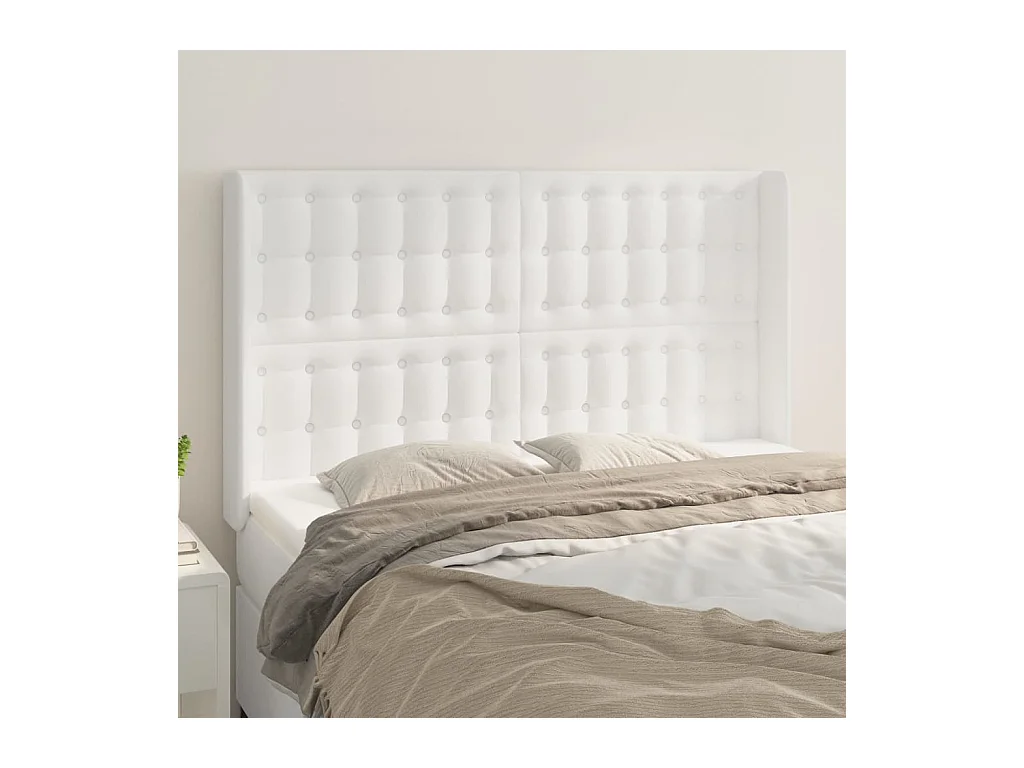 Hoofdbord met vleugels Wit 147x16x118/128 cm Kunstleer